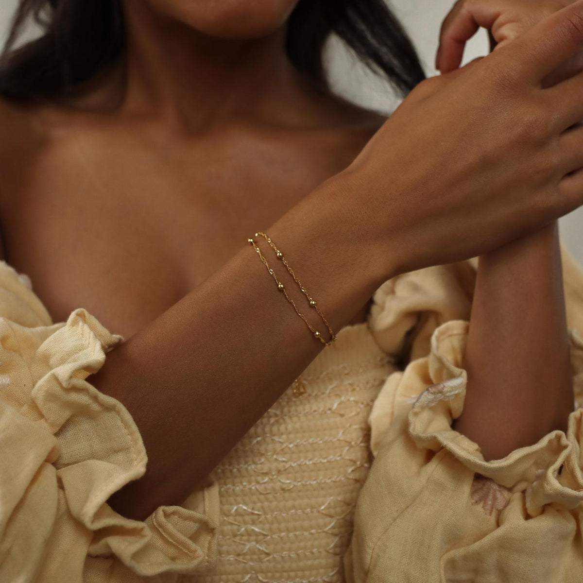 Double Beaded Ripple Necklace - Layered Bracelet