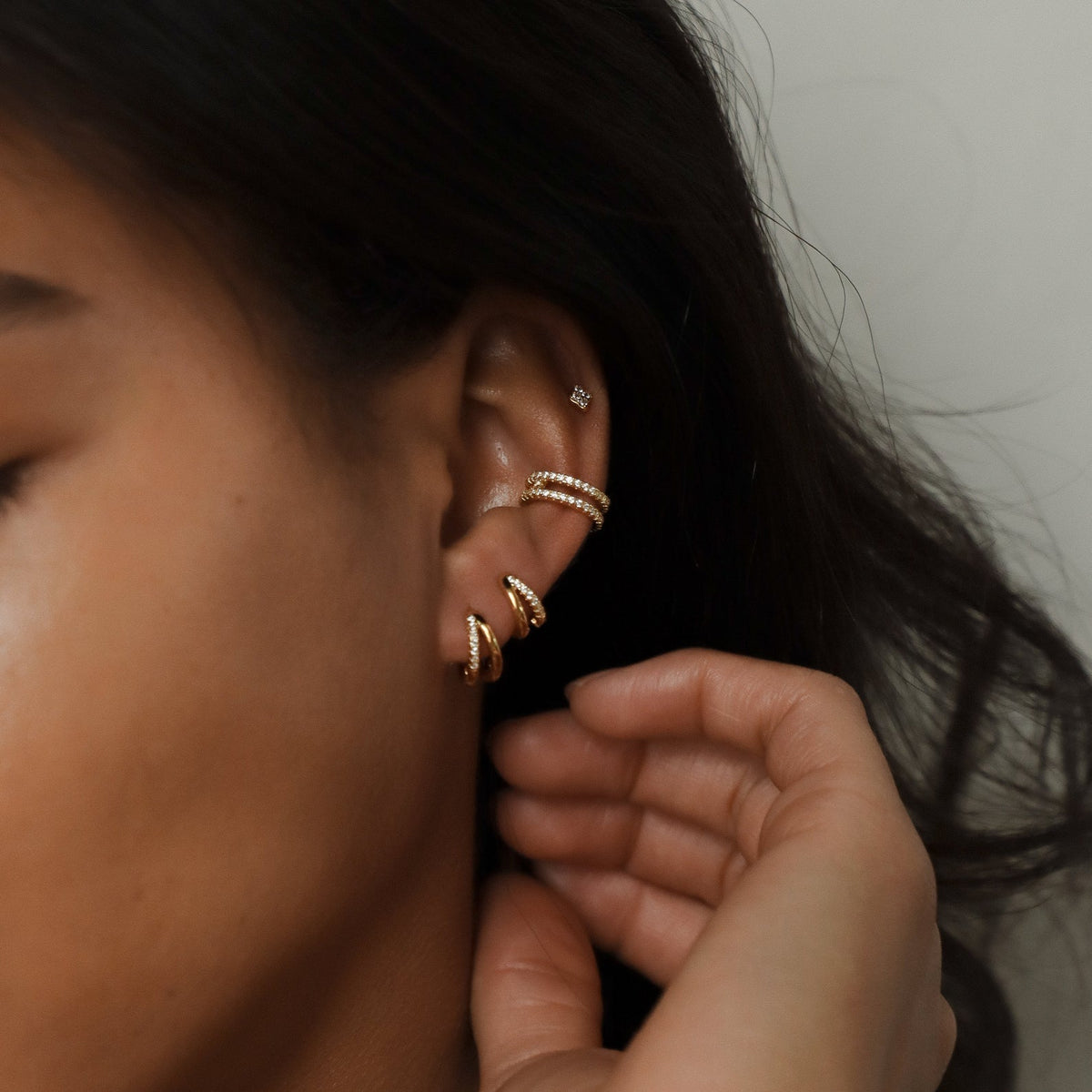 Duo Huggies - Earrings of duo sparkling
