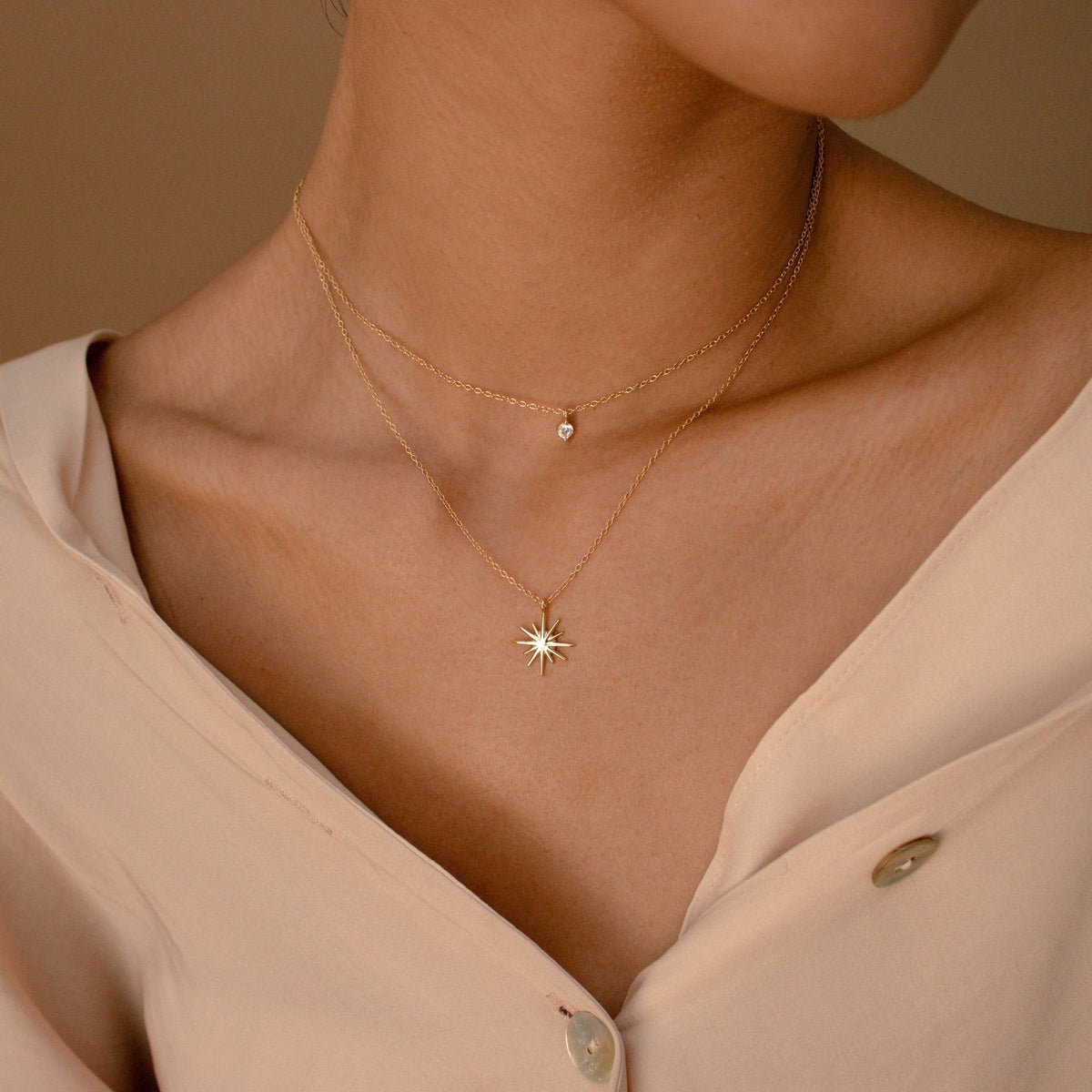 Double Layer Starburst Necklace - Starburst Duo