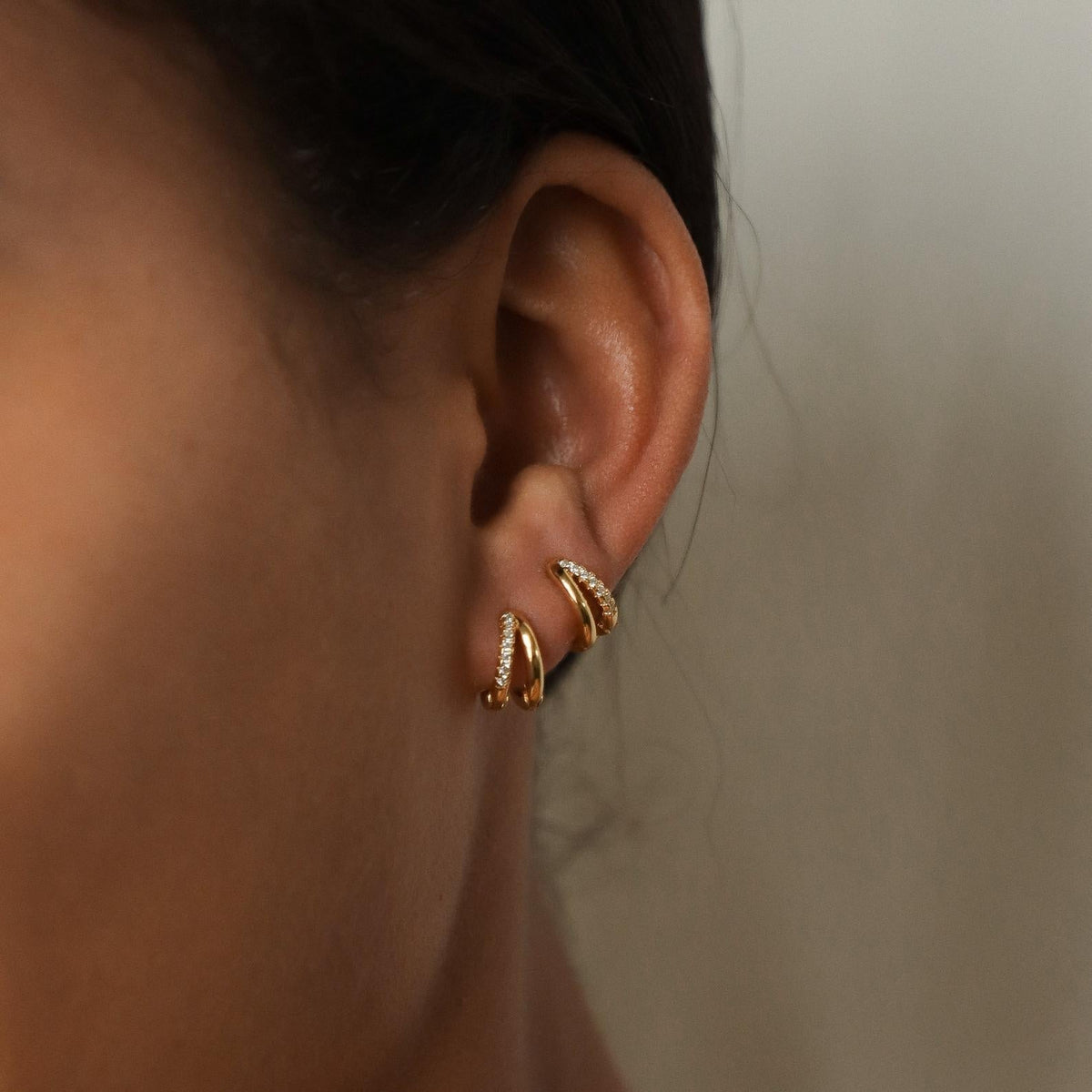 Duo Huggies - Earrings of duo sparkling