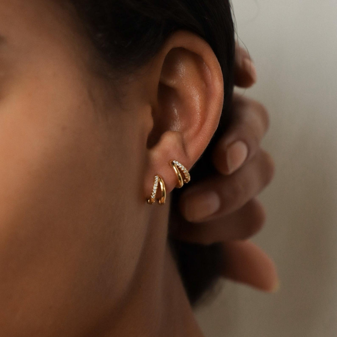 Duo Huggies - Earrings of duo sparkling