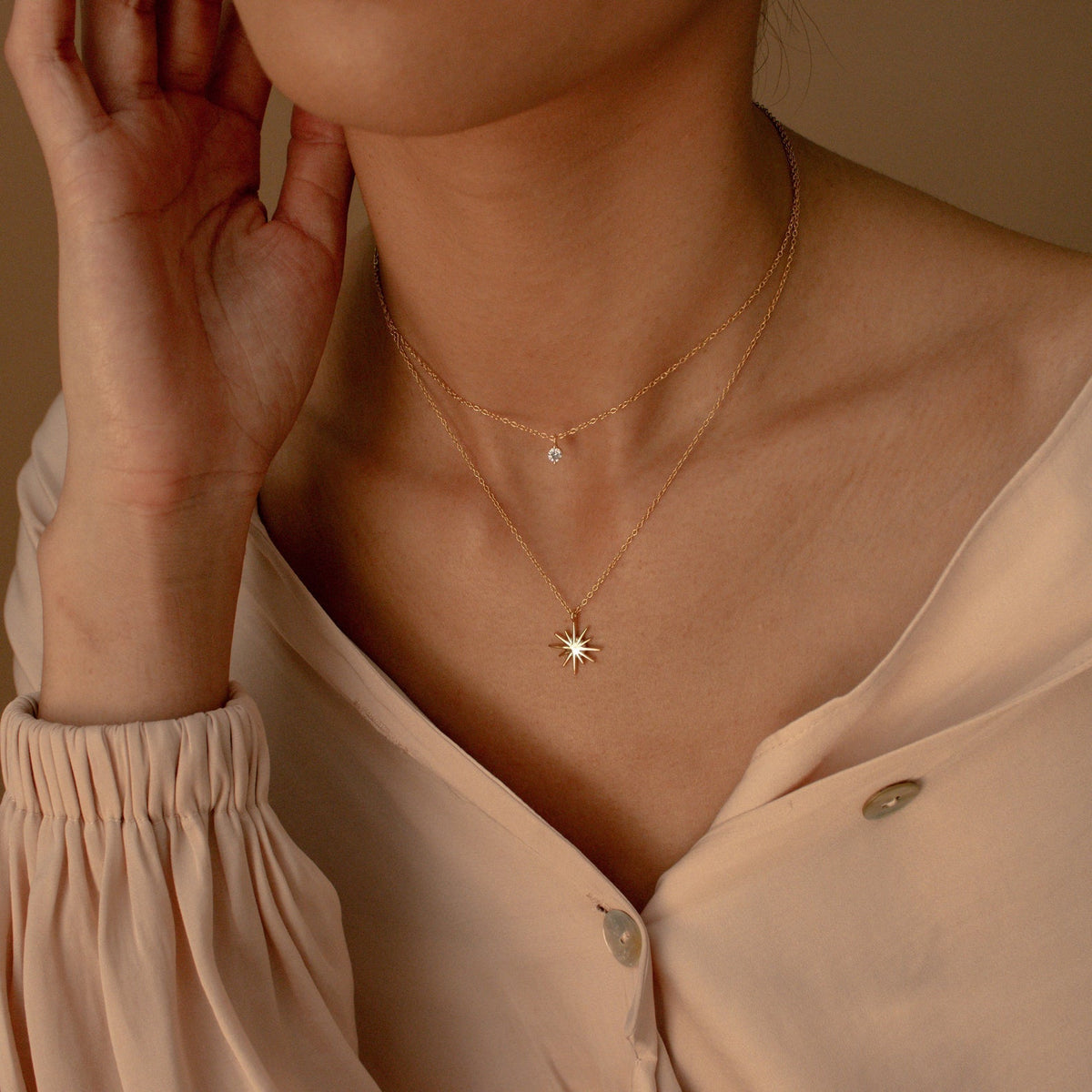 Double Layer Starburst Necklace - Starburst Duo