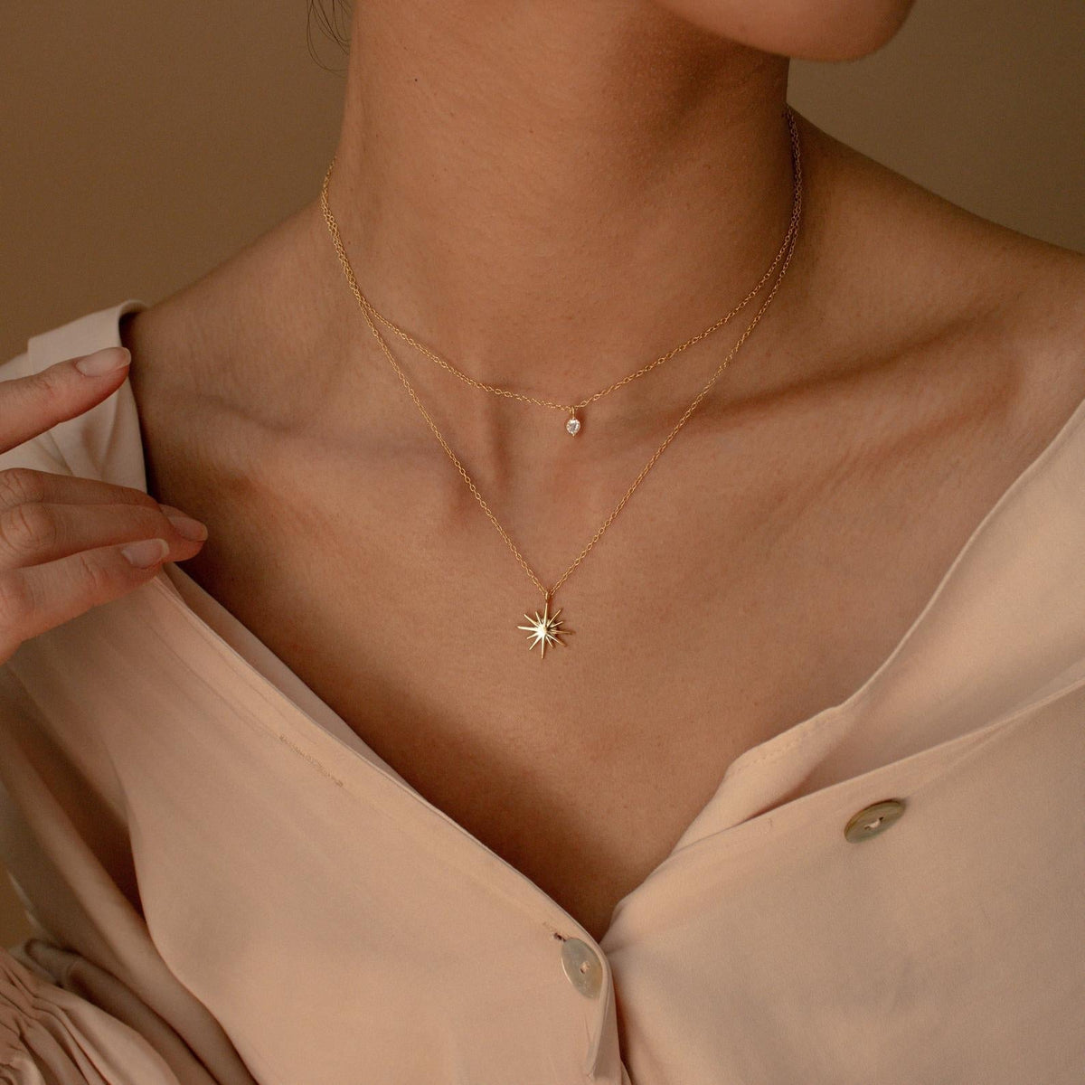 Double Layer Starburst Necklace - Starburst Duo