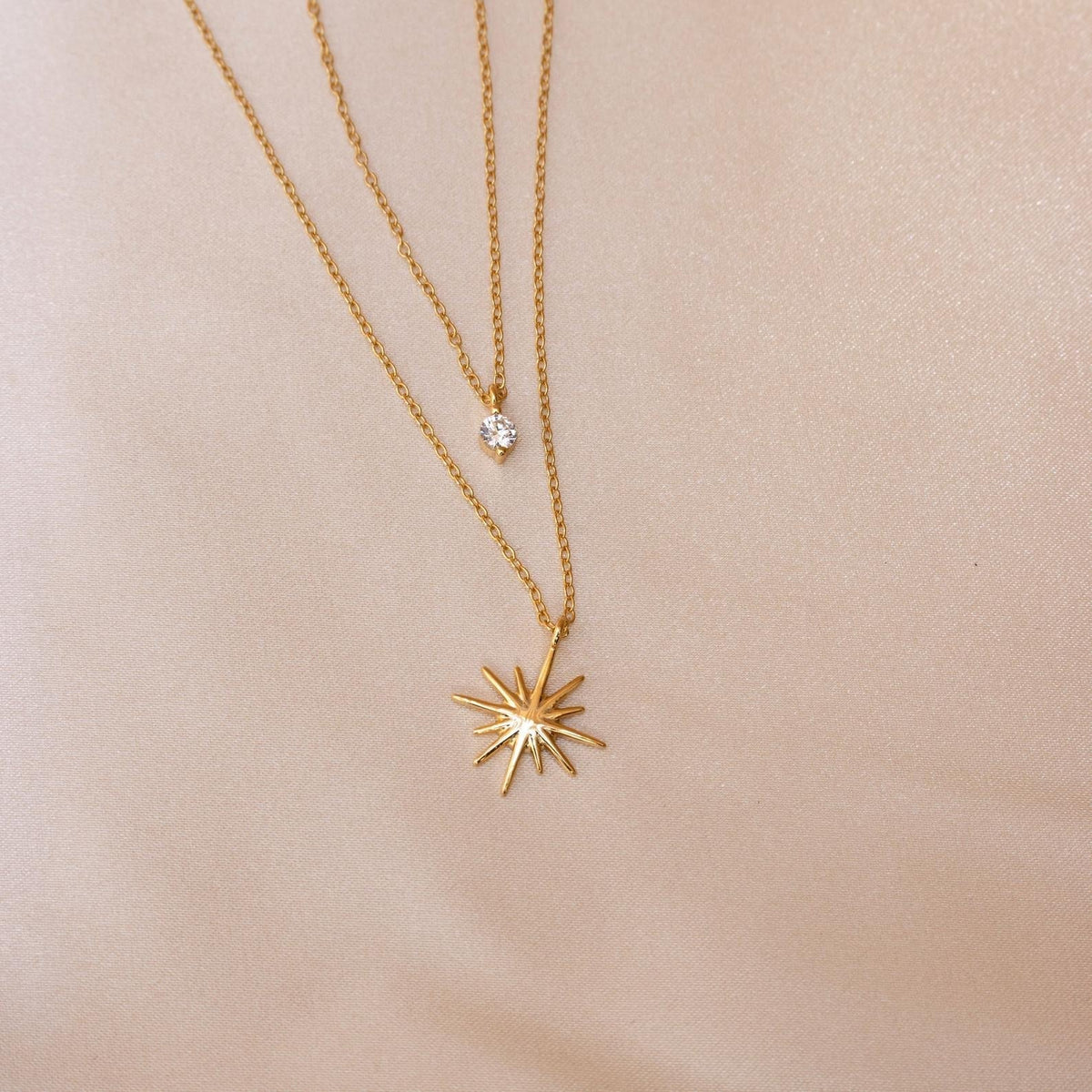 Double Layer Starburst Necklace - Starburst Duo