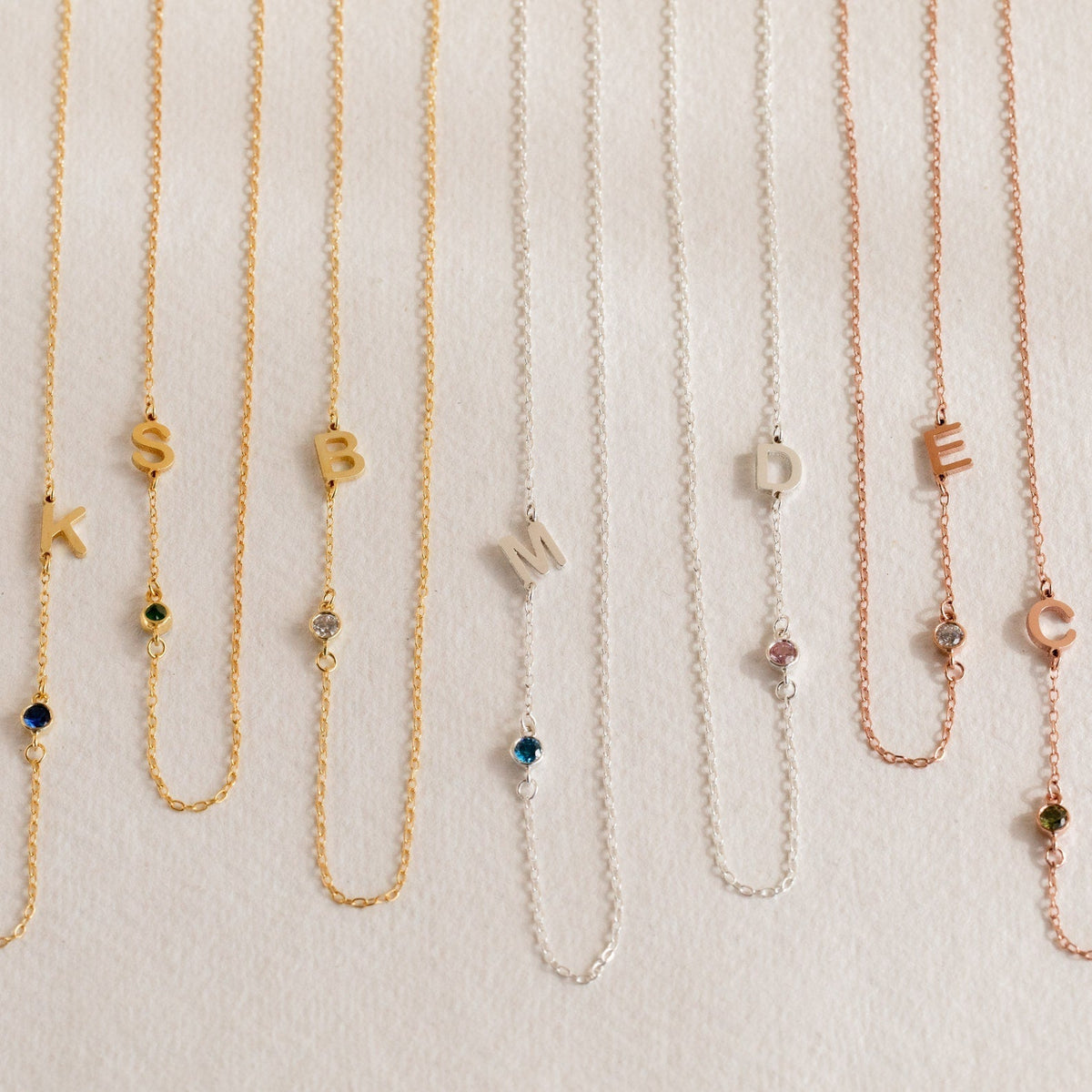 Letter Pendant with Stone - Personalized Initials Necklace