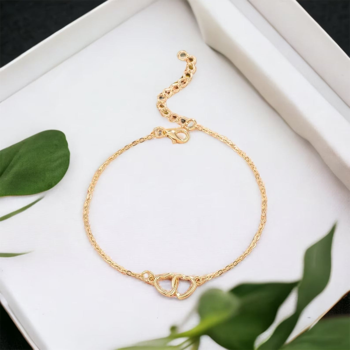 Minimalist Heart Anklet - Heart Shaped Link Anklet