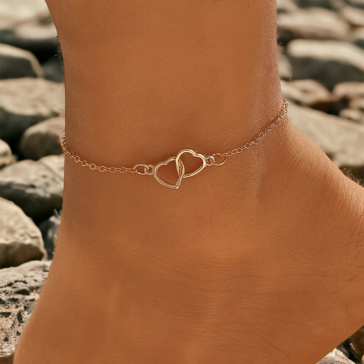 Minimalist Heart Anklet - Heart Shaped Link Anklet