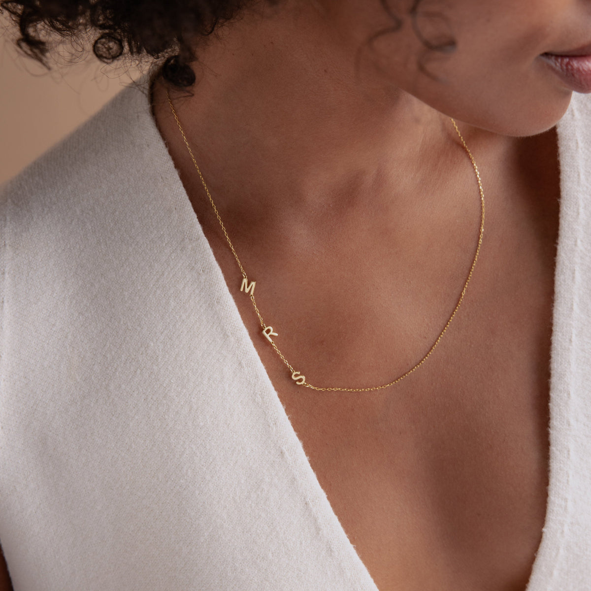Necklace with Side Initials - Individual Letter Necklace
