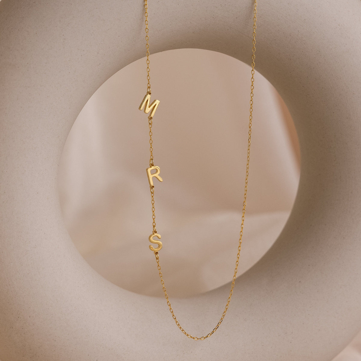 Necklace with Side Initials - Individual Letter Necklace