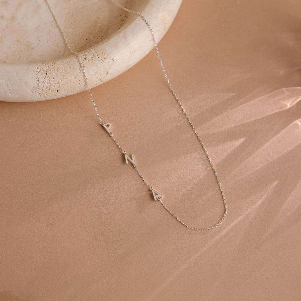 Necklace with Side Initials - Individual Letter Necklace