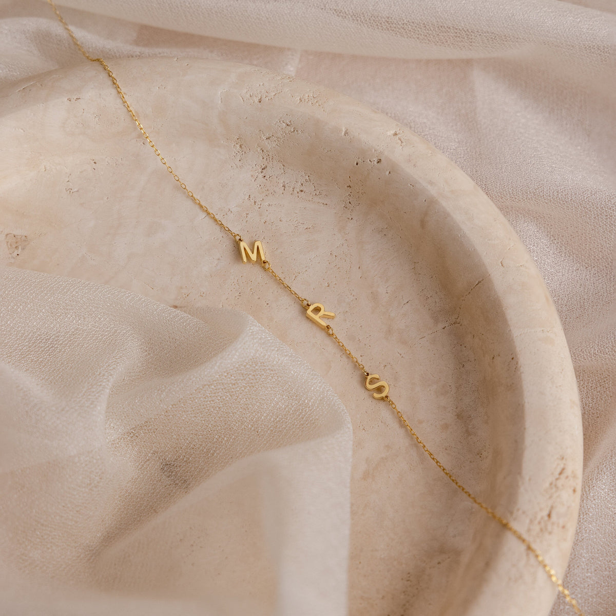 Necklace with Side Initials - Individual Letter Necklace