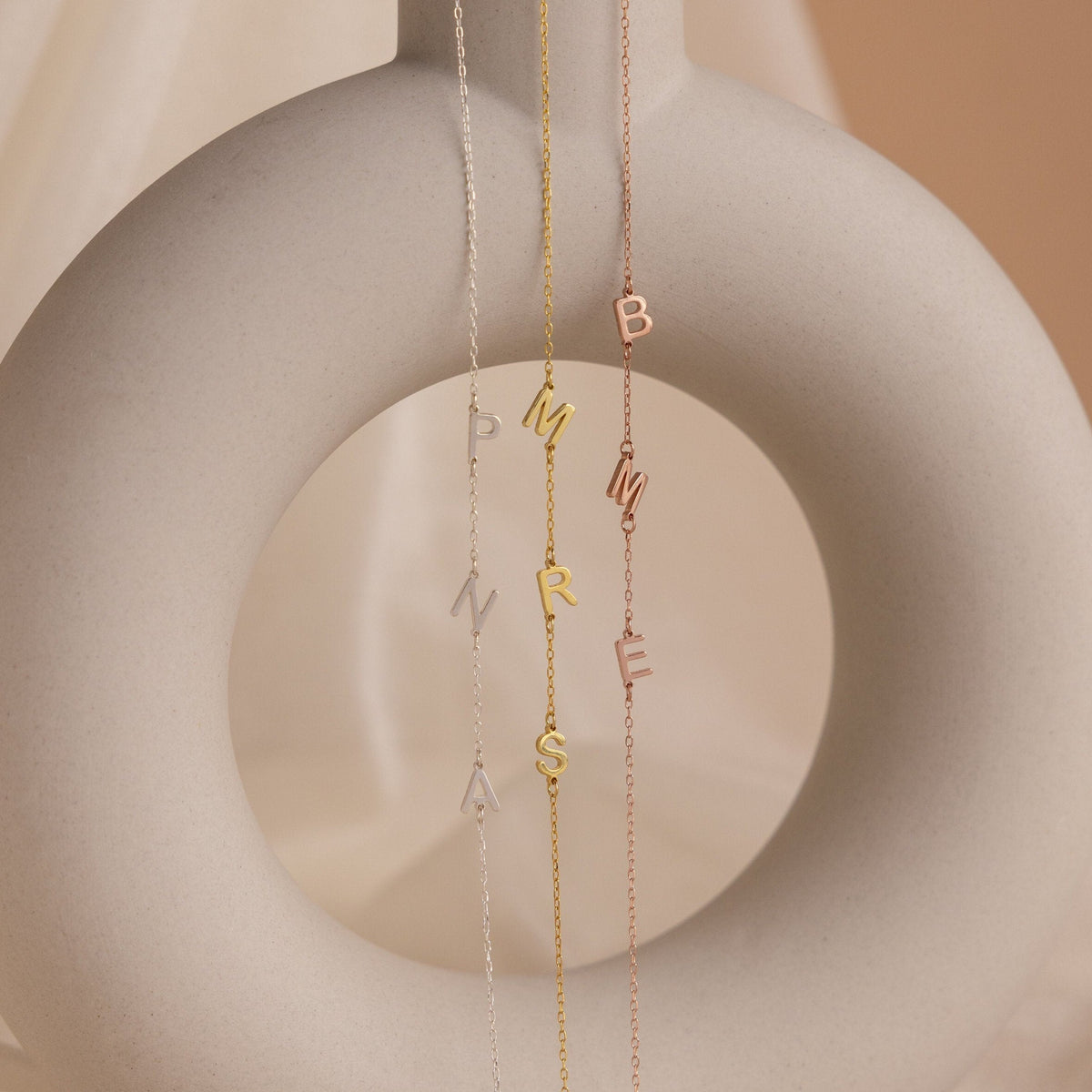 Necklace with Side Initials - Individual Letter Necklace