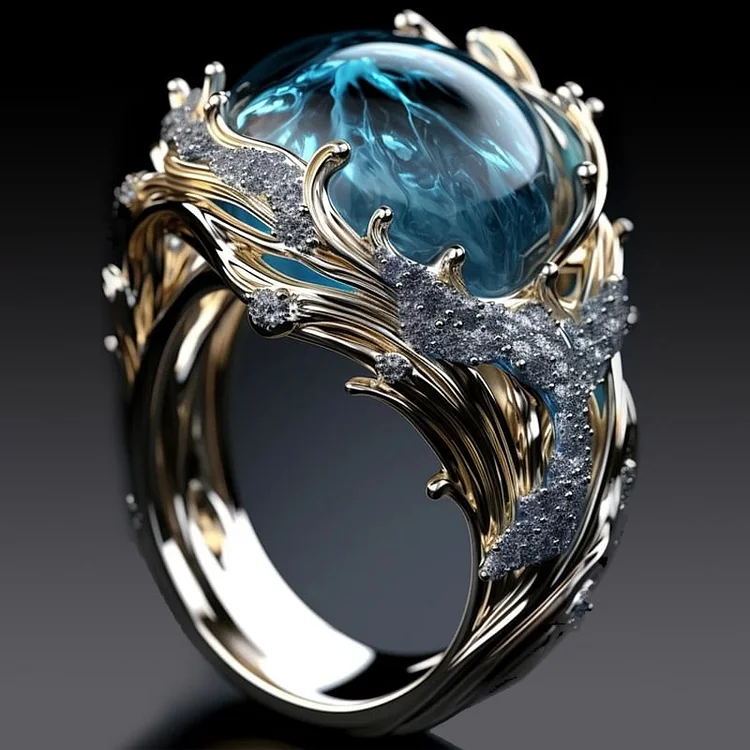 Selena – Vintage ring of oceanic crystal