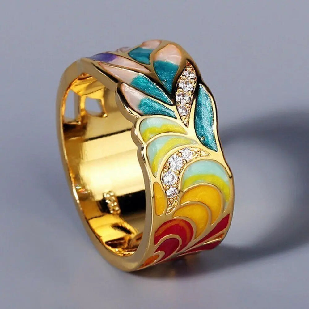 Isolde – Ring with Hand-Painted Flowers