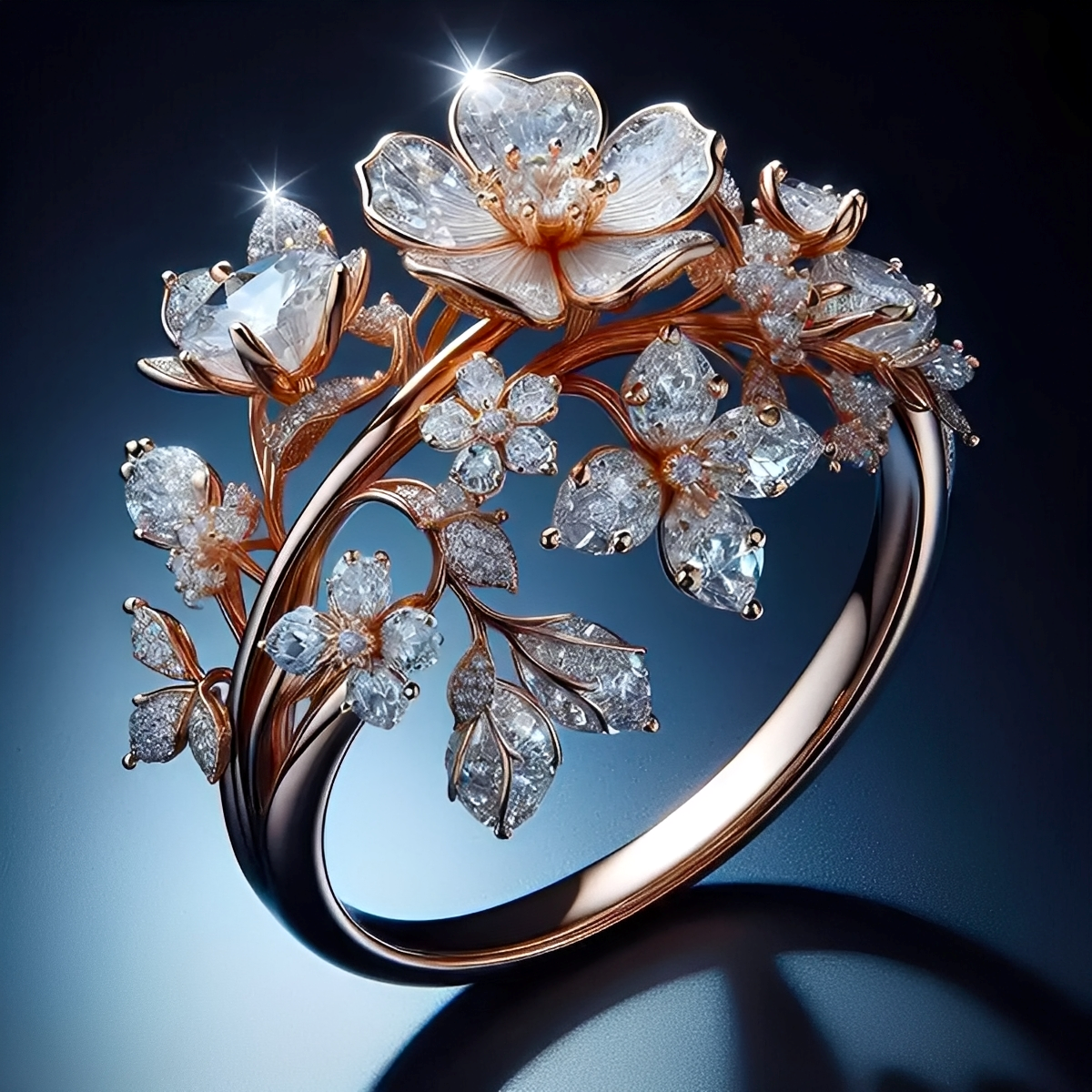 Viviane – Ring flower bright crystal