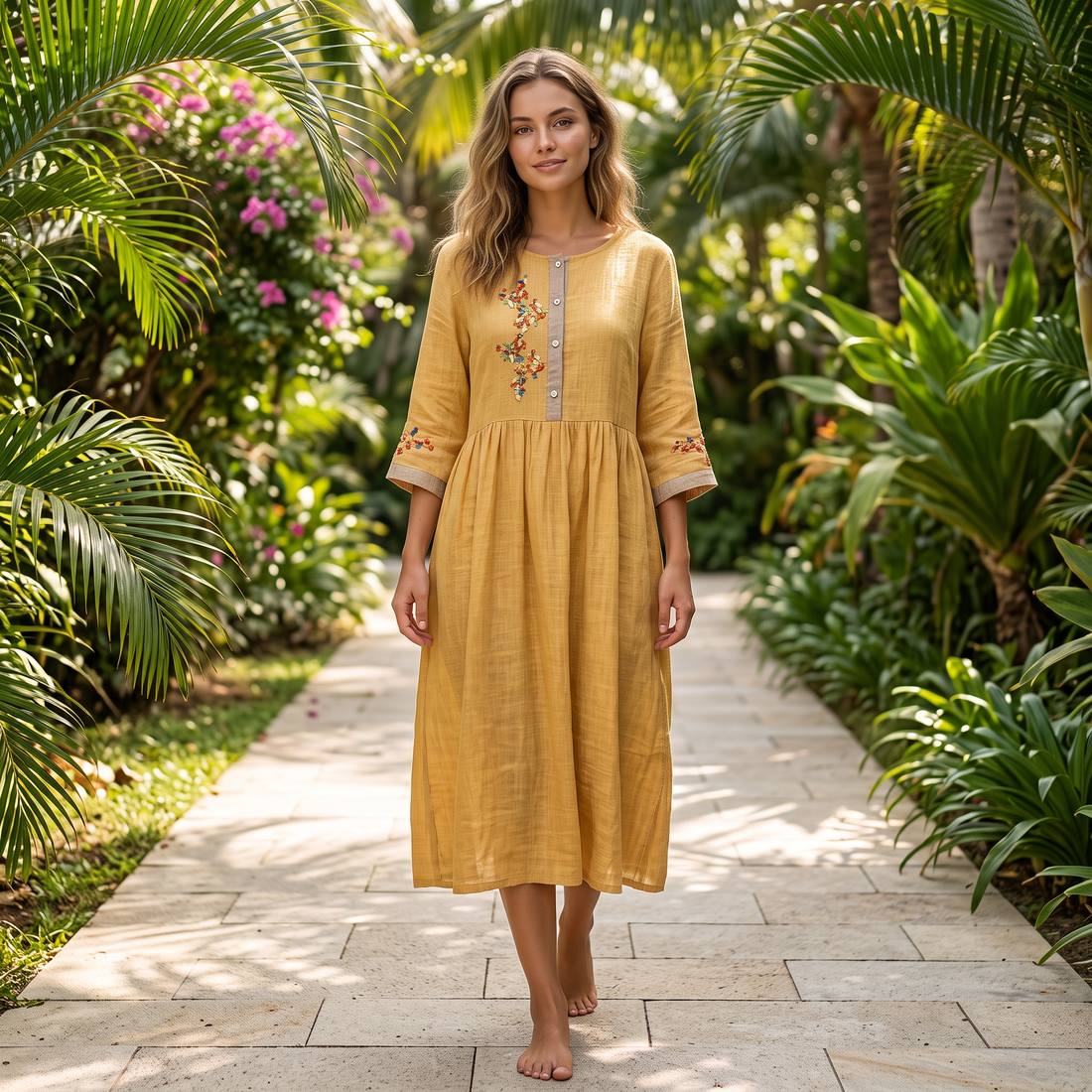 Laura - Relaxed Boho Embroidered Dress