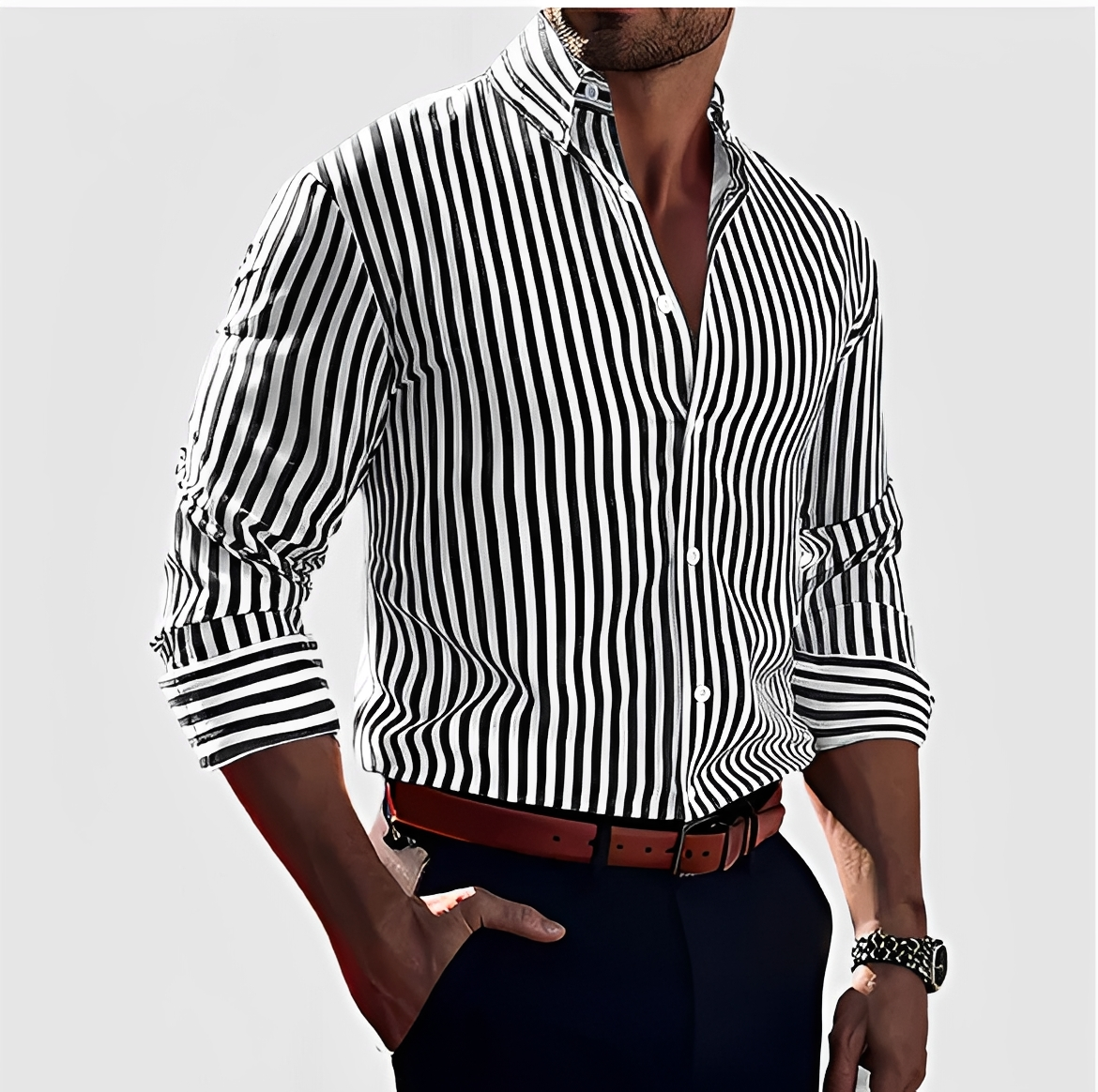 Hassan - Classic Shirt with Stripes for Men