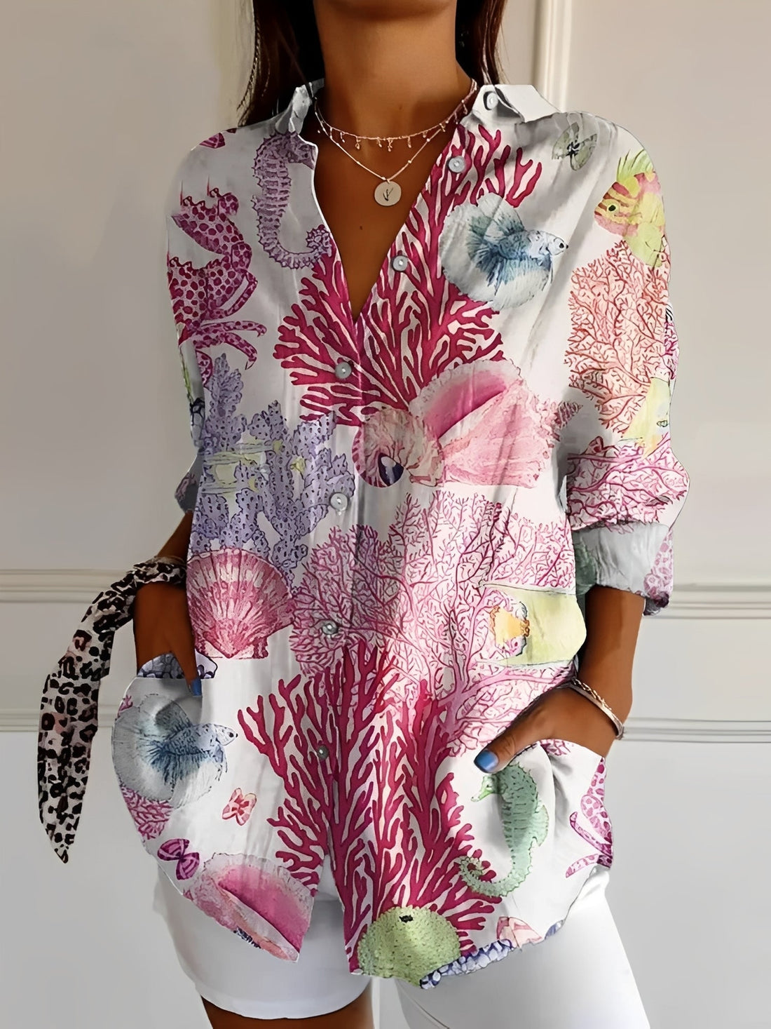 Roxanne - Stylish shirt with button placket for women