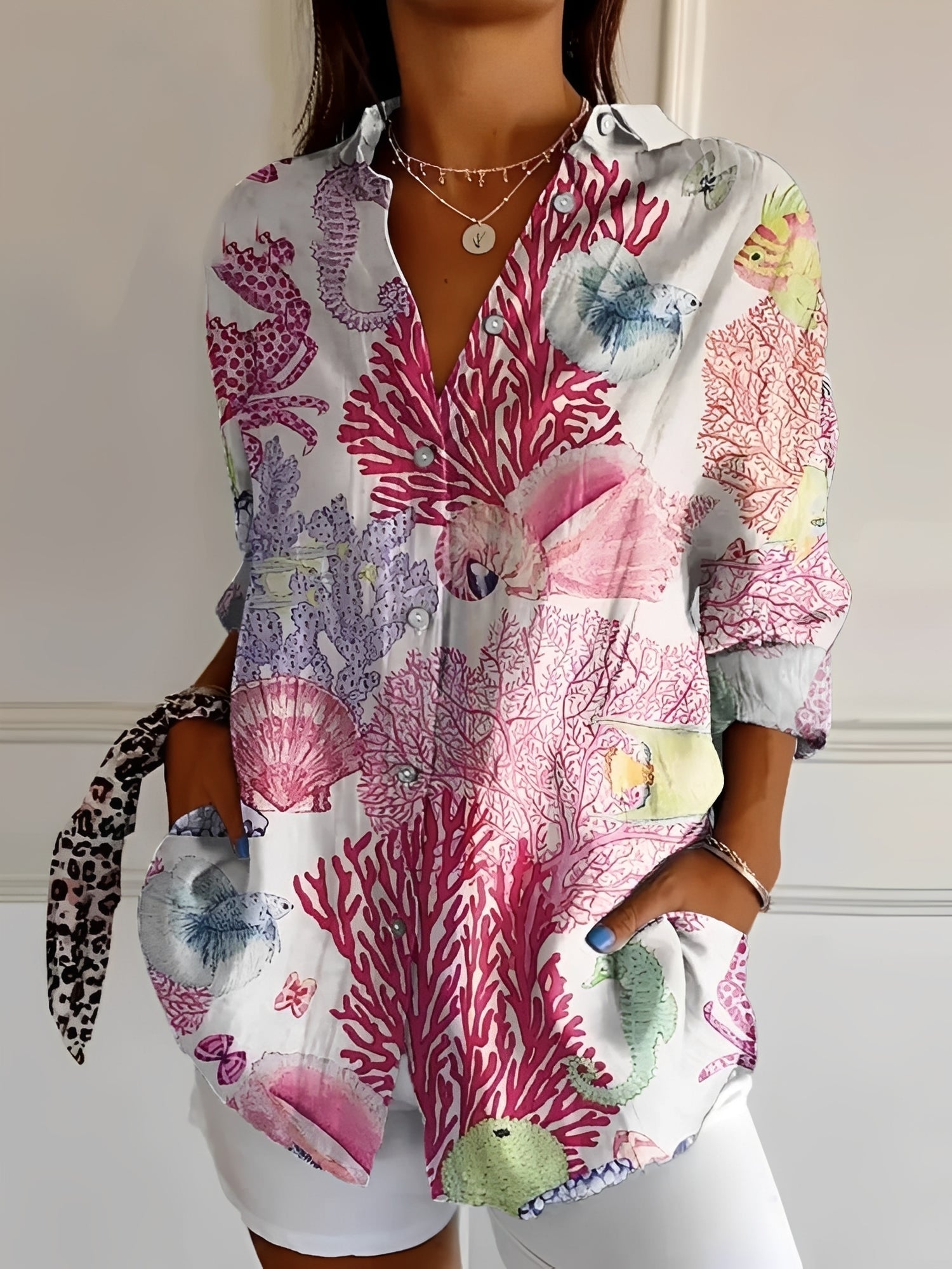 Roxanne - Stylish shirt with button placket for women