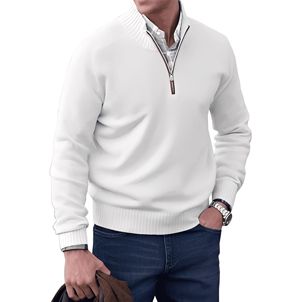 Kian - Modern men's sweater with practical zipper