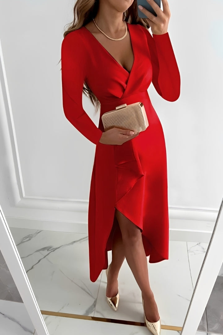 Gracie - Chic Long Sleeve Midi Dress