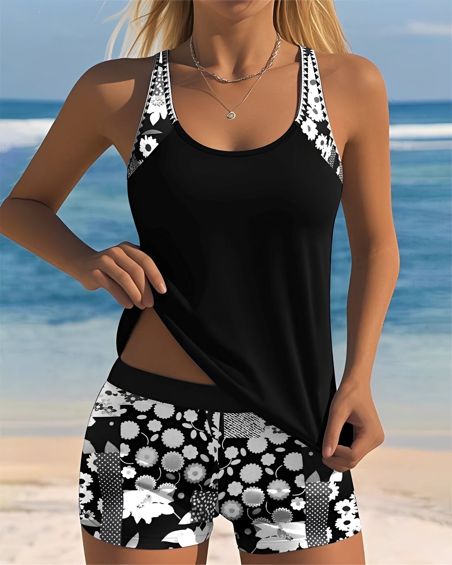 Annie - Stylish Tankini Swimsuit Set with Print for Women