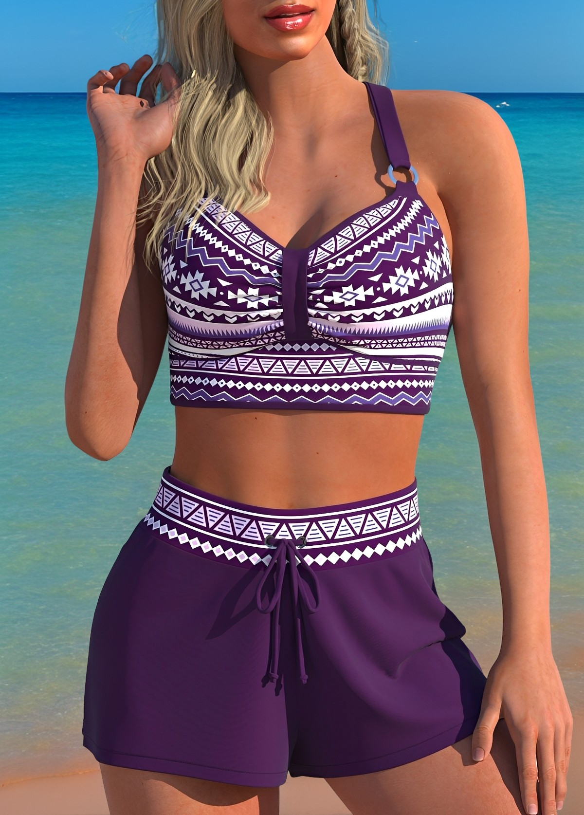 Bailey - Stylish High-Waisted Patterned Bikini for Women