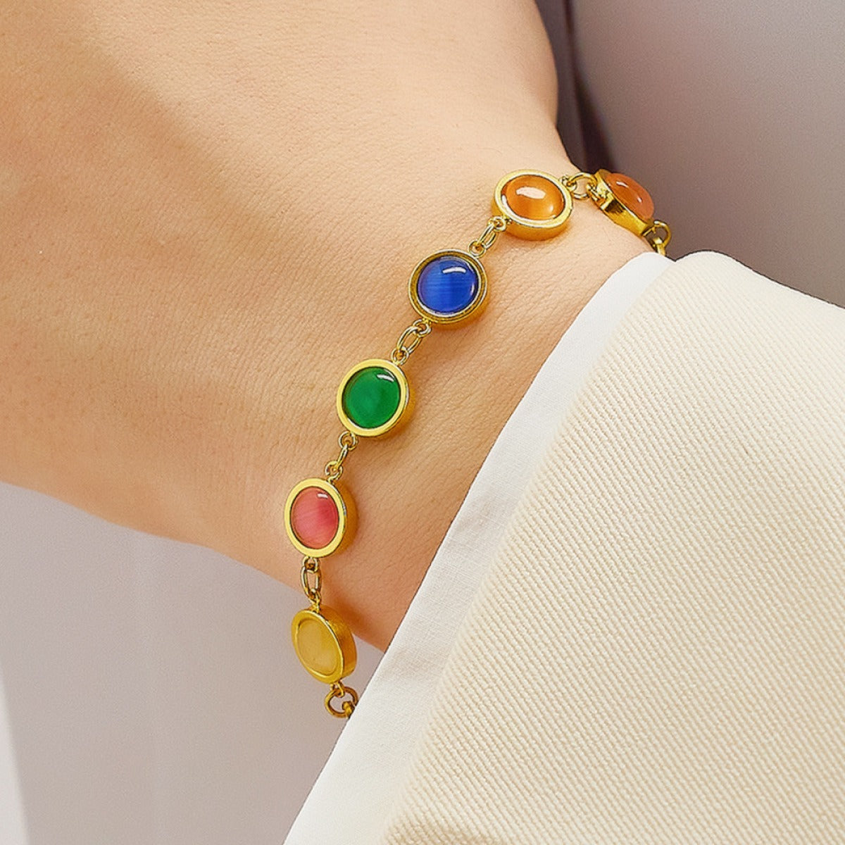 Maisie – Golden Bracelet with Colored Stone