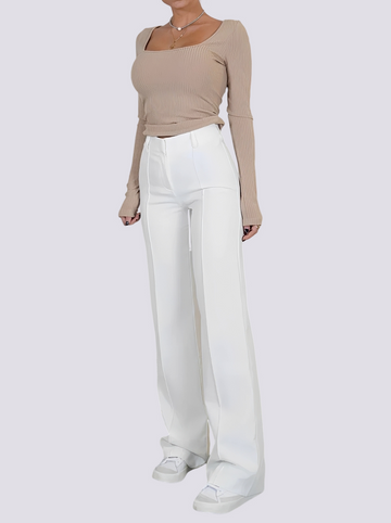 Amelie - Elegant High-Waist Straight Leg Pants