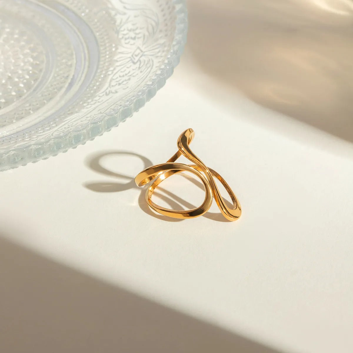 Dori – Open Irregular Golden Spiral Ring