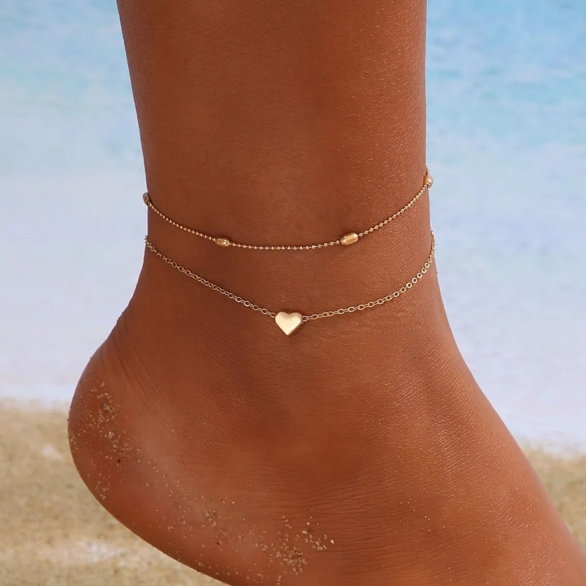 Raisa – Double ankle with hearts and pearls