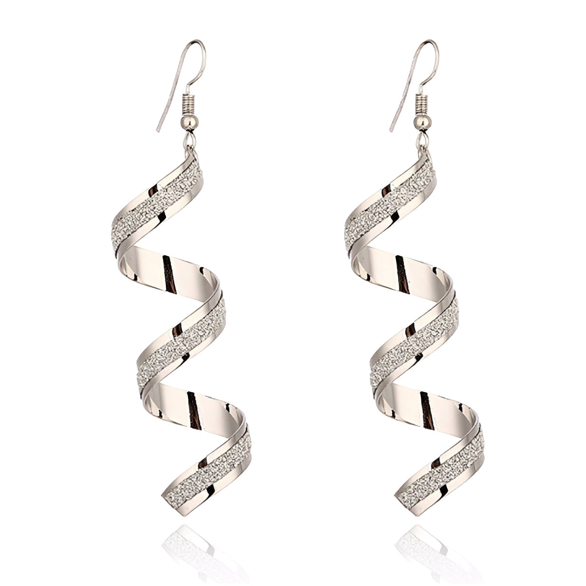Jia – Bright Silver Spiral Earrings