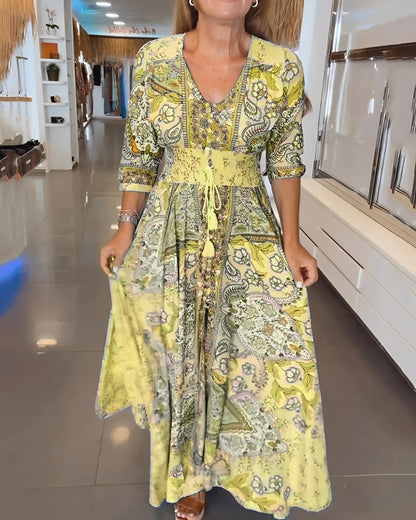 Jasmin - Stylish V-Neck Print Dress for Women