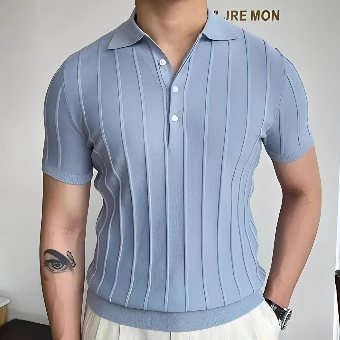 Joss - Stylish shirt with striped lapel for men