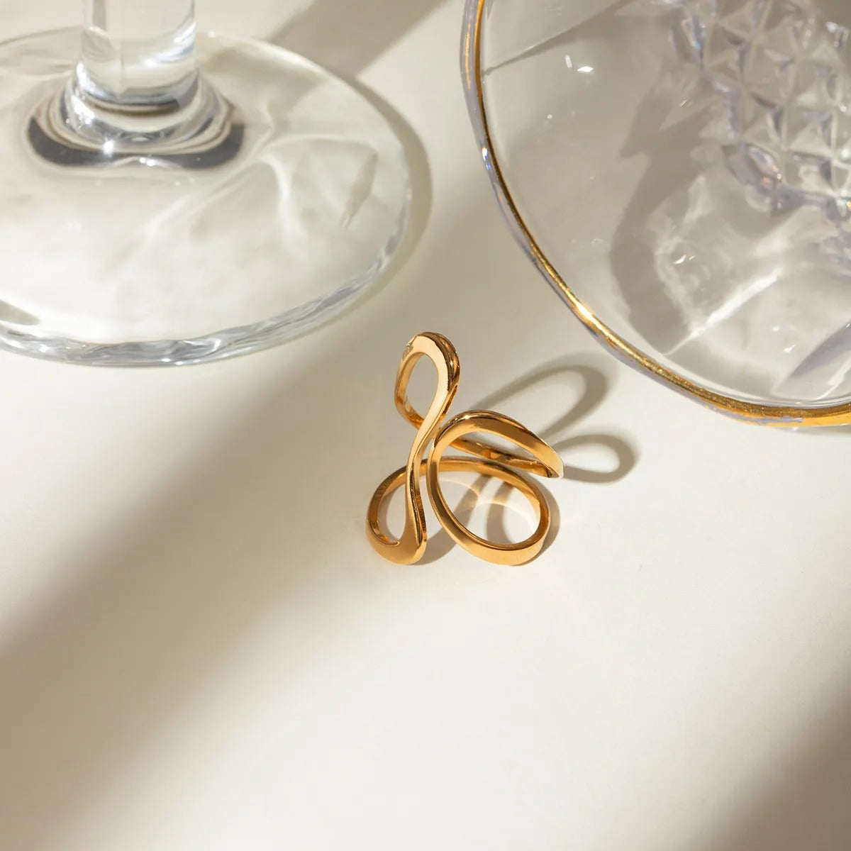 Dori – Open Irregular Golden Spiral Ring