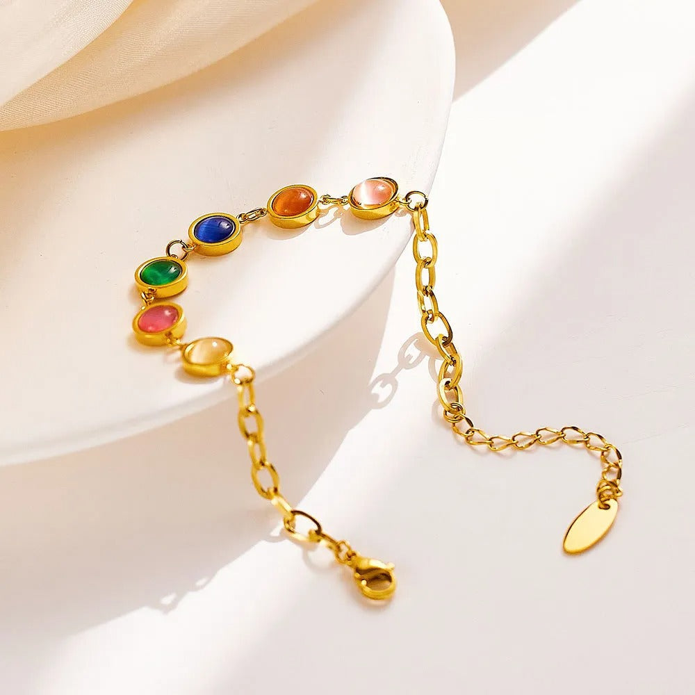 Maisie – Golden Bracelet with Colored Stone