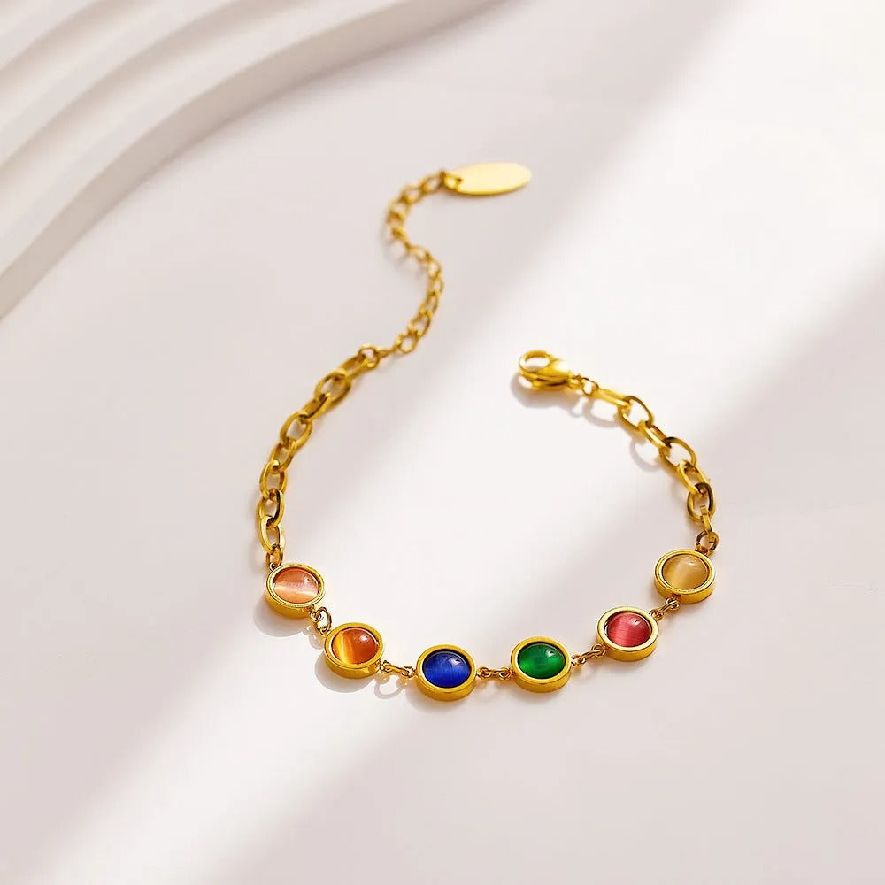 Maisie – Golden Bracelet with Colored Stone