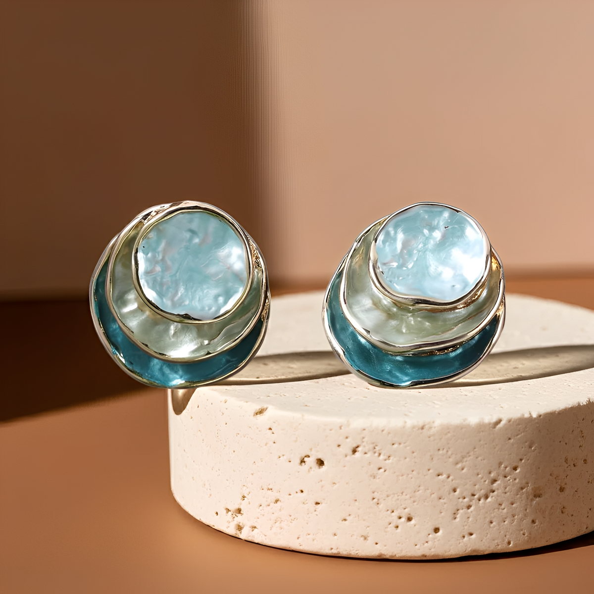 Mireya – Round Vintage Earrings Hand-Painted in Layers