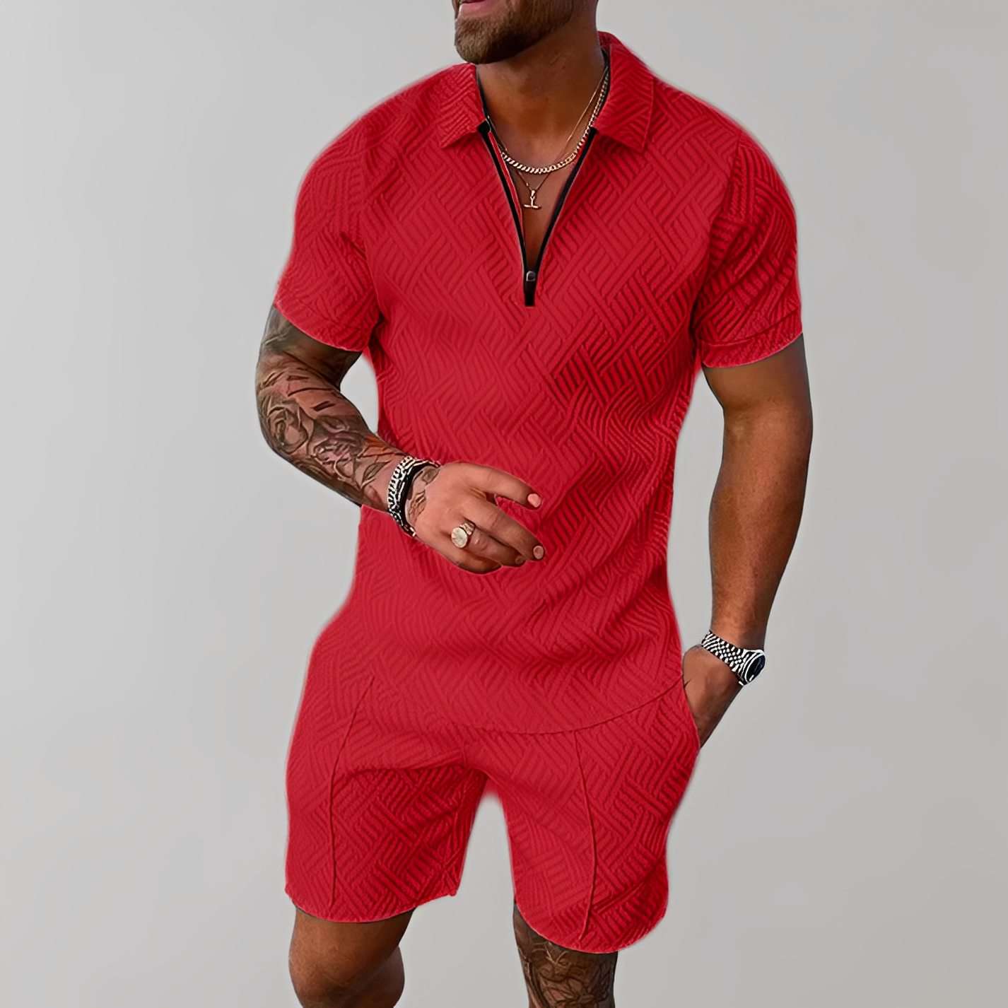 Edwin - Stylish set of polo shirt and shorts for men