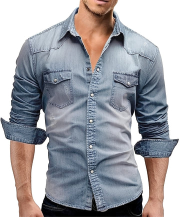 Arjun - Denim Shirt Men - Casual Long-sleeved