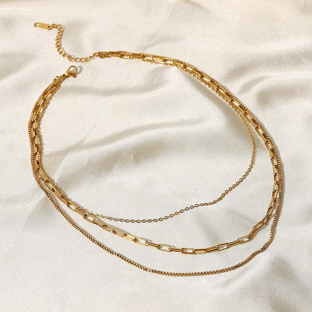 Lena – Gold Plated Necklace with 3 Rows