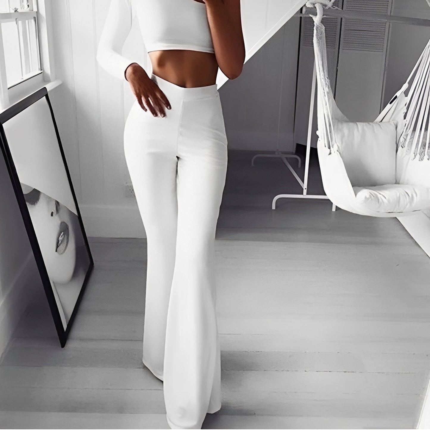 Jennifer - Casual, elastic bell-bottom pants with high waist for women