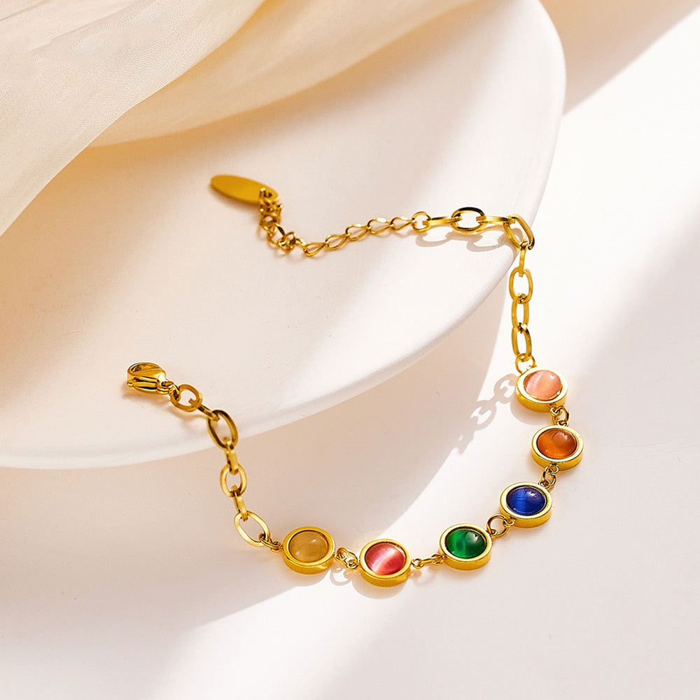 Maisie – Golden Bracelet with Colored Stone