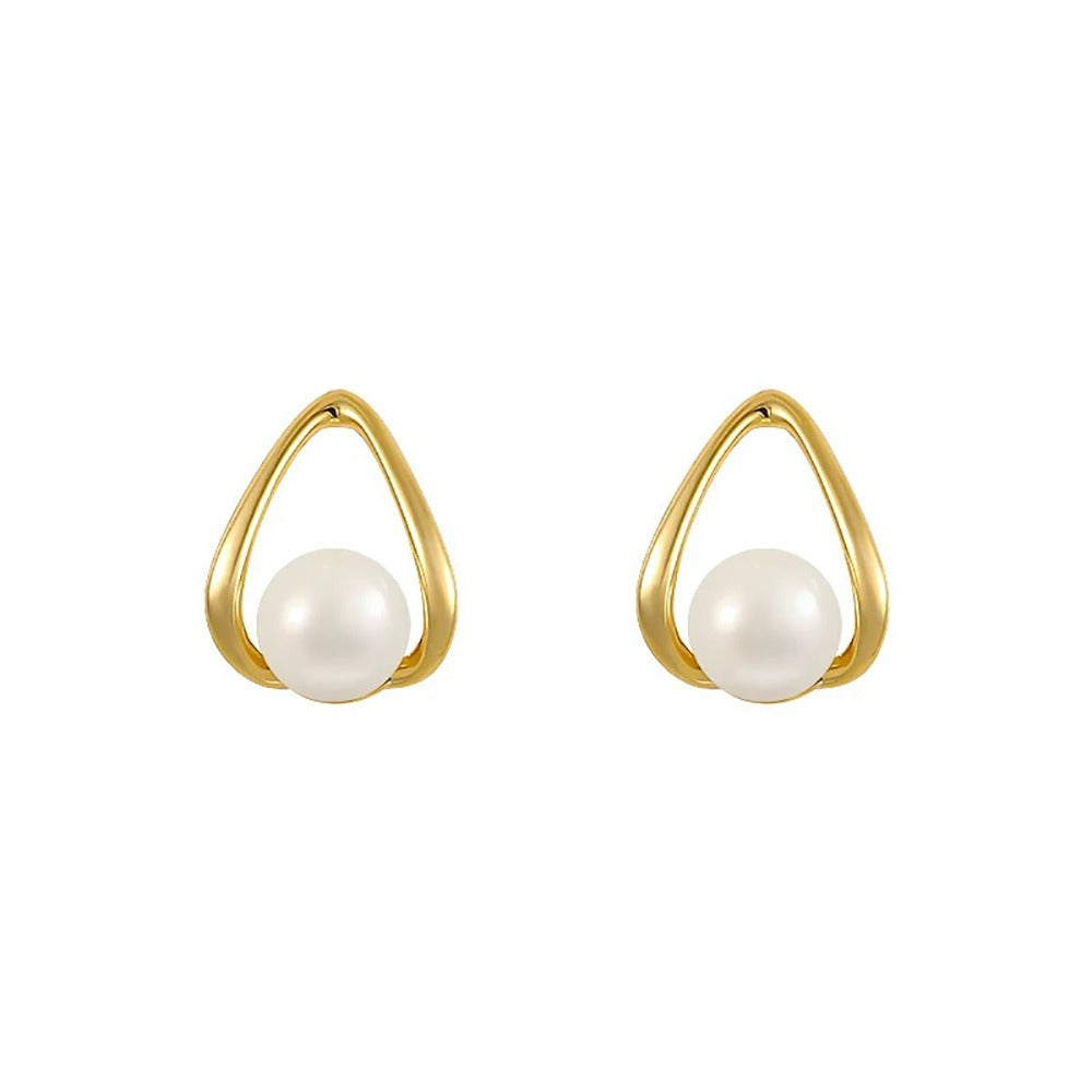 Geah – Gold Hollow Pearl Earrings