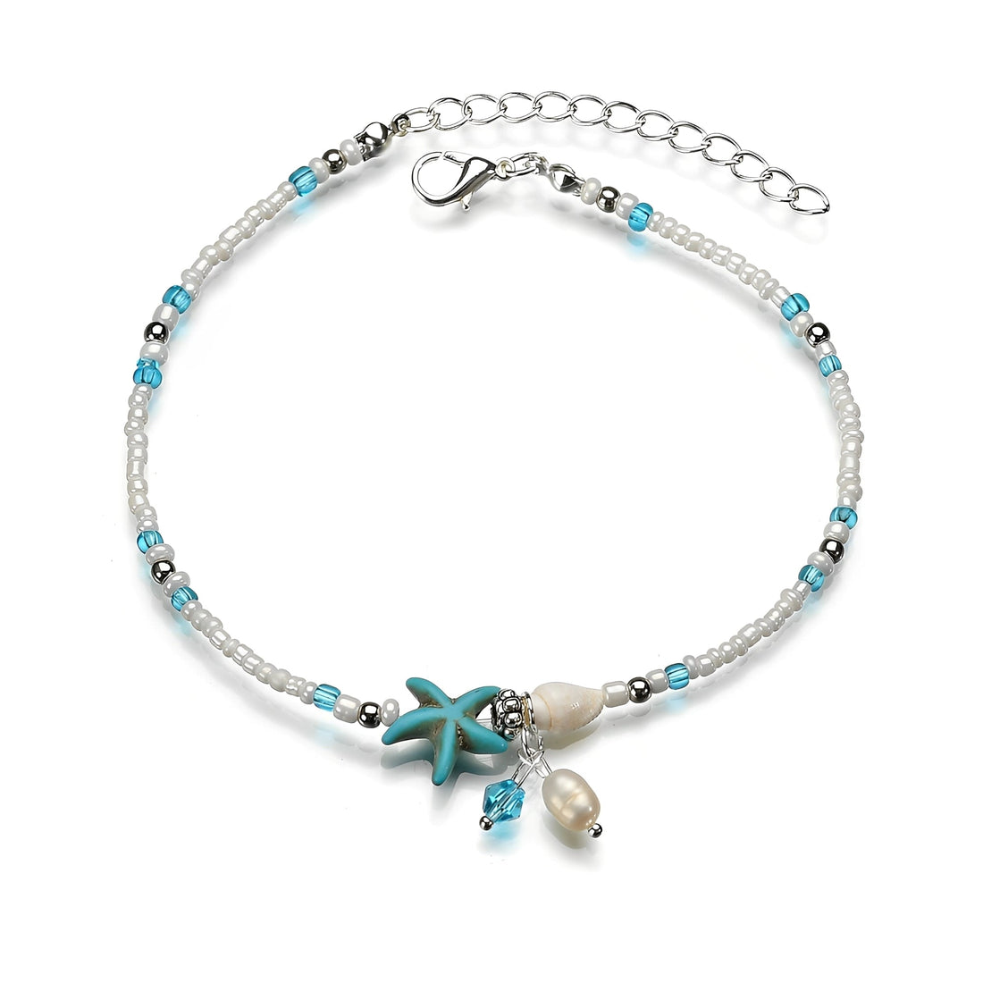 Isla – Ankle Bracelet Star and Shell with Natural Stones