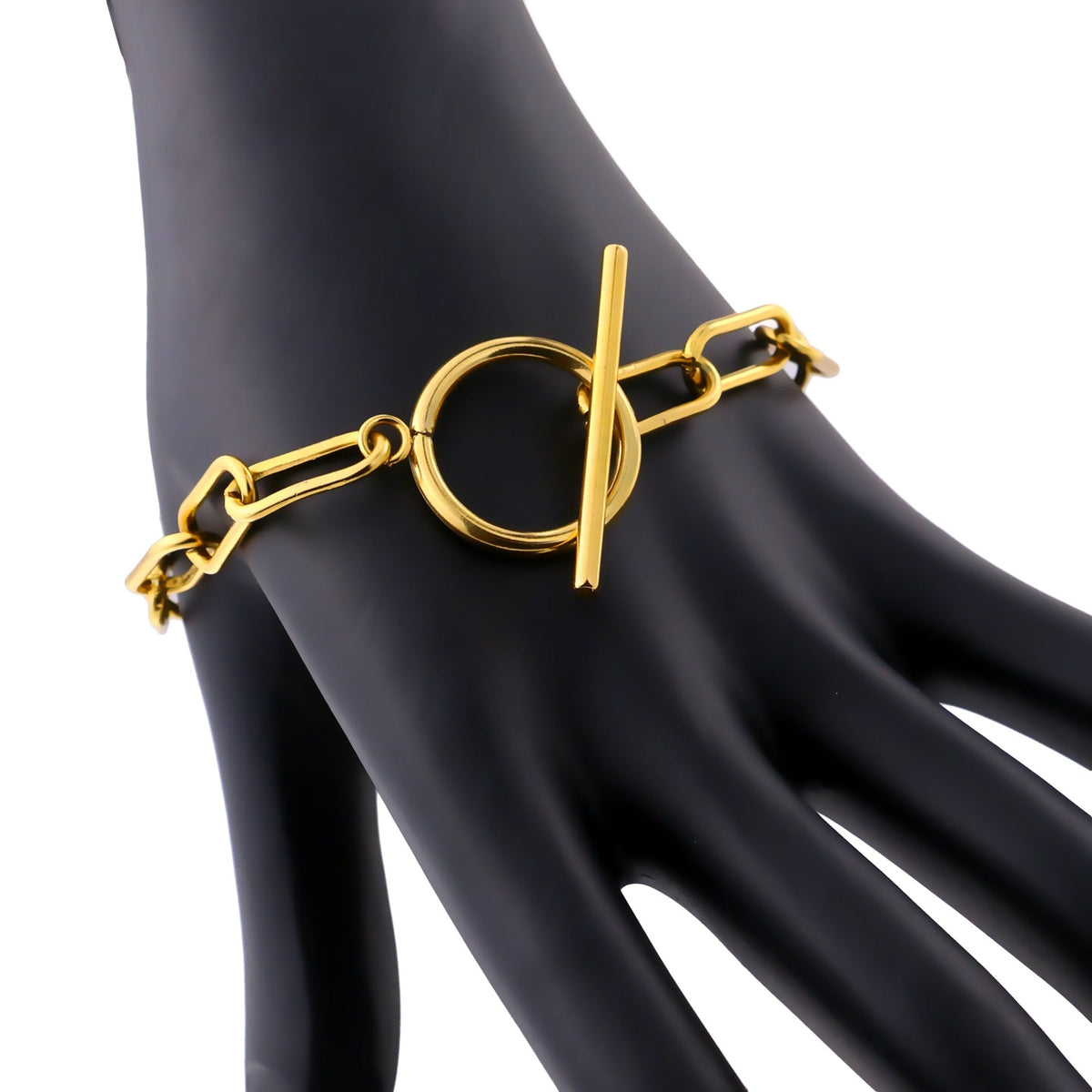 Millie – T-Bar Bracelet with Rectangular Links in Gold