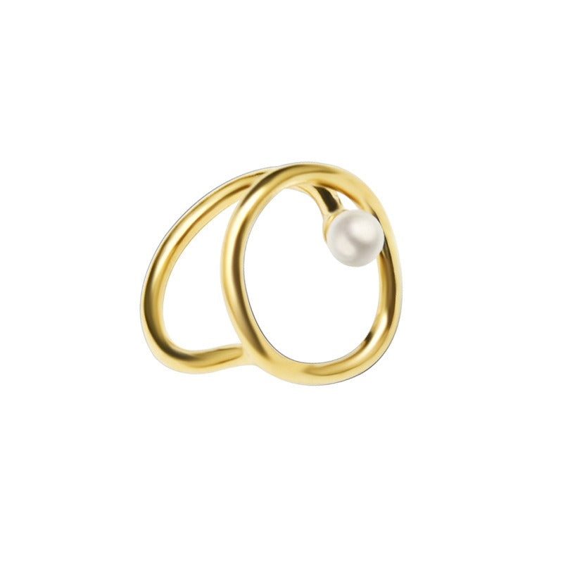Frog – Gold Ring with Oval Freshwater Pearl