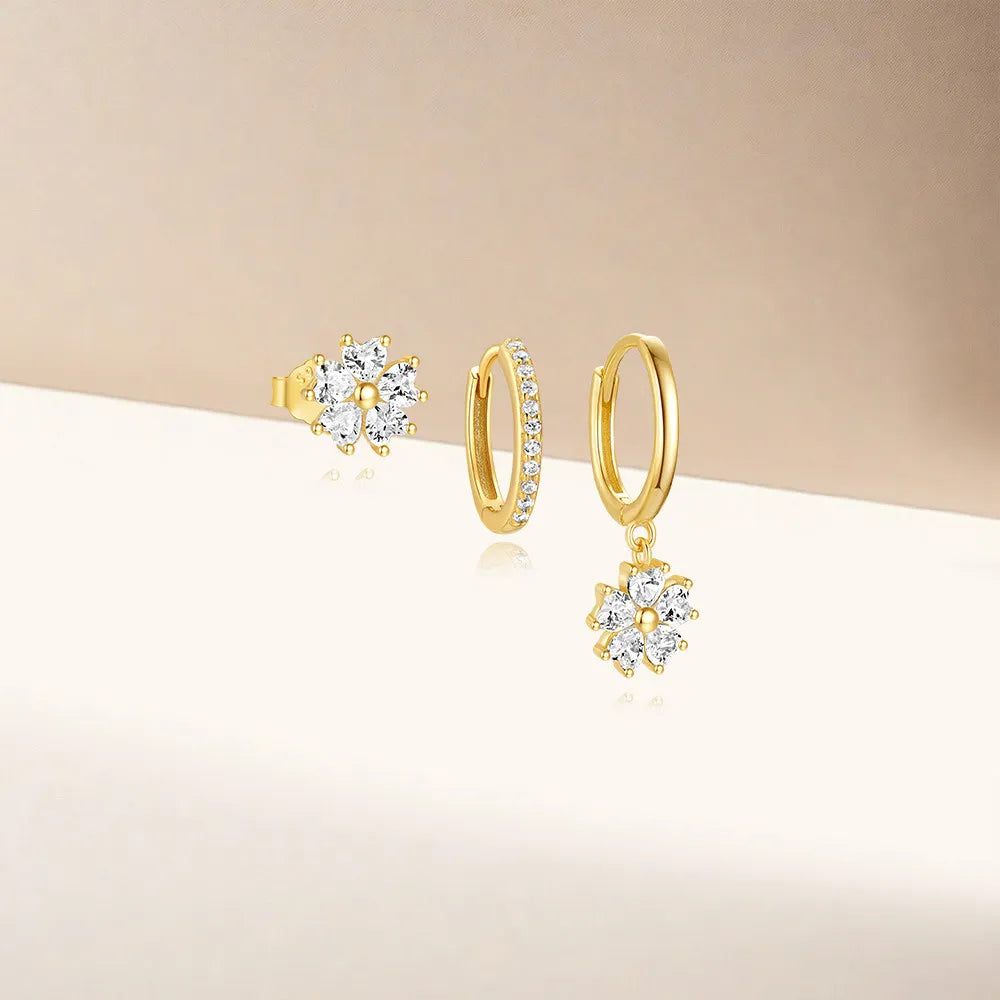 Ayaka – Set of crystal flower earrings