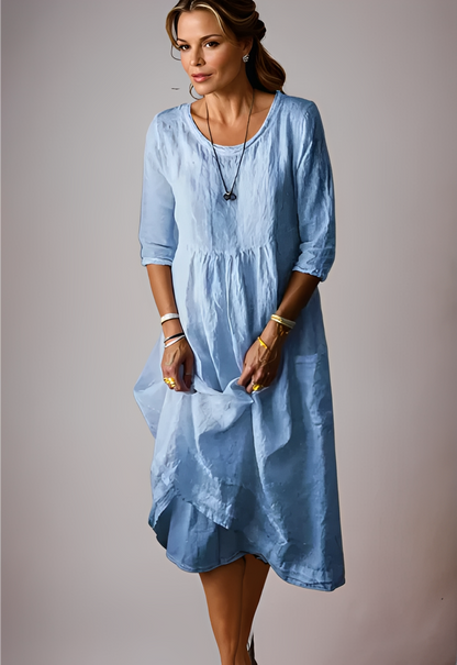 Hazel - Women's casual, loose-fit dress with 3/4 sleeves