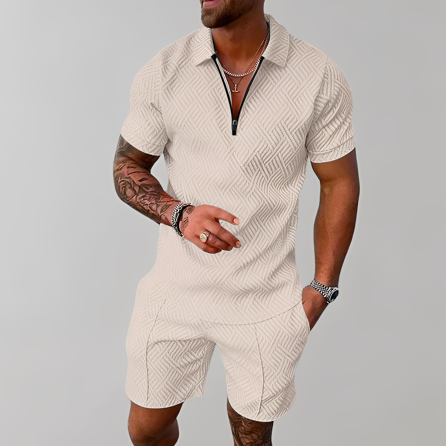 Edwin - Stylish set of polo shirt and shorts for men